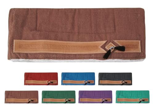 NETPROSHOP Pferd Sattelunterlage Western Pad mit weichem Webfell und Lederverzierung Full, Farbe:Braun von NETPROSHOP