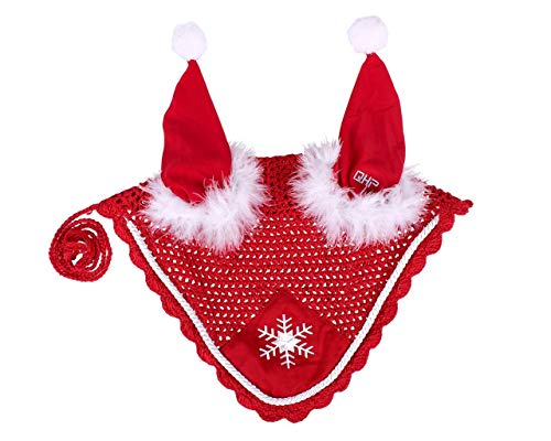 netproshop Pferde Winter-Weihnachtsmütze Fliegenhaube mit Ohren und Stickerei Gehäkelt Rot, Groesse:Full von netproshop