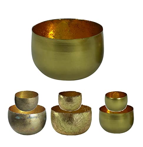 NETPROSHOP Teelichthalter Metallschale Gold und Bronze Windlicht 8cm und 12 cm, Farbe:Gold Matt, Auswahl:12 cm von NETPROSHOP