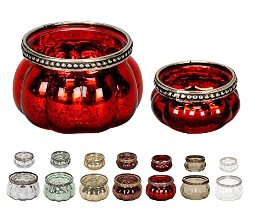NETPROSHOP Teelichthalter Orientalisch Windlicht aus Glas mit Metalldekor, Farbe:Rot, Auswahl:5.5 cm von NETPROSHOP