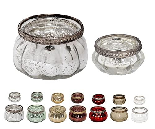 NETPROSHOP Teelichthalter Orientalisch Windlicht aus Glas mit Metalldekor, Farbe:Silber Antik, Auswahl:5.5 cm von NETPROSHOP