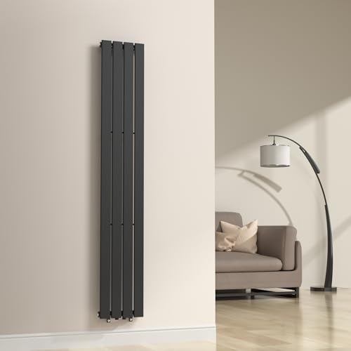 [neu.haus] Flachheizkörper Nore Designheizkörper Heizung Paneelheizkörper Raumheizkörper Mittelanschluss Einlagig Vertikal für Wohn-und Schlafzimmer Küche Bad 180x30cm Schwarz 598W von [neu.haus]