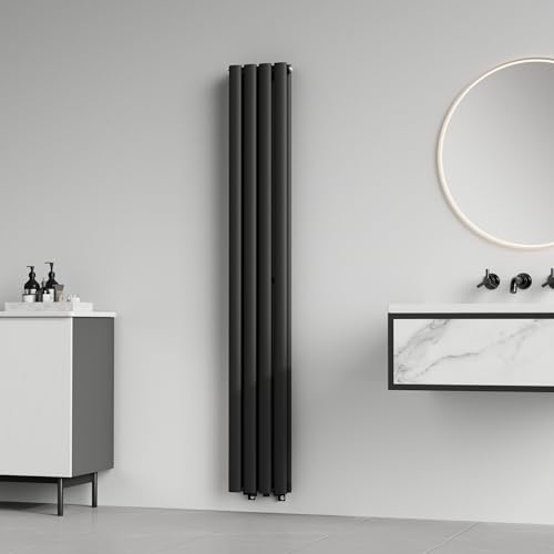 [neu.haus] Flachheizkörper Nore Röhrenheizkörper Designheizkörper Heizung Paneelheizkörper Raumheizkörper Mittelanschluss Doppellagig Vertikal für Wohn-und Schlafzimmer Küche Bad 160x24cm Schwarz 812W von [neu.haus]