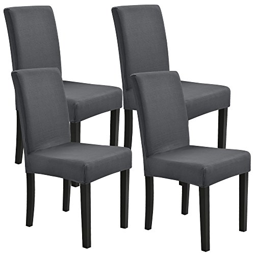 Neuhaus Stuhlhusse 4er-Set 42-53 cm Dunkelgrau Maschinenwaschbar Schonbezug Stuhlbezug Stuhlüberzug Stretch von [neu.haus]