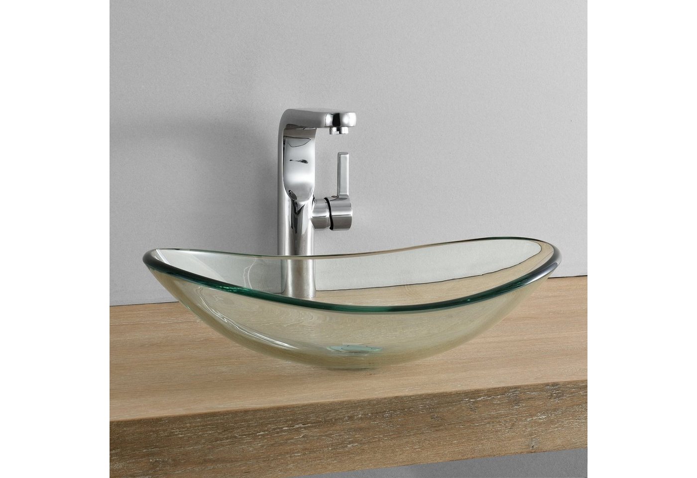 neu.haus Waschbecken, »Jarvis« Glas Aufsatzwaschbecken 47x30,5x13cm oval von neu.haus