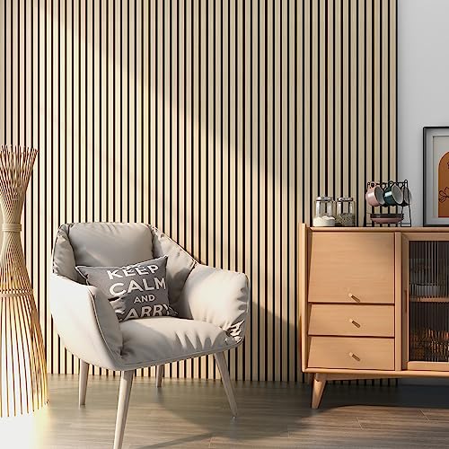 NEU.HOLZ Akustik Wandpaneele Vang 2er Set Wandverkleidung zum Kleben und Schrauben 1,44 m² Holzfurnier 3D Paneele Lamellen in Eichenoptik von neu.holz