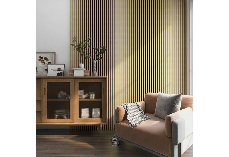 neu.holz 3D Wandpaneel, (Set, 16-tlg) »Vang« Akustik Wandpaneel Eiche, hell 11,52m² von neu.holz