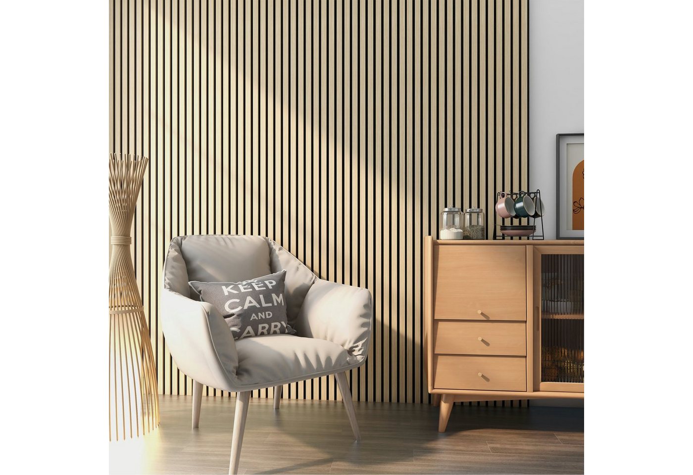 neu.holz 3D Wandpaneel, (Set, 16-tlg) »Vang« Akustik Wandpaneel Eiche 11,52m² von neu.holz