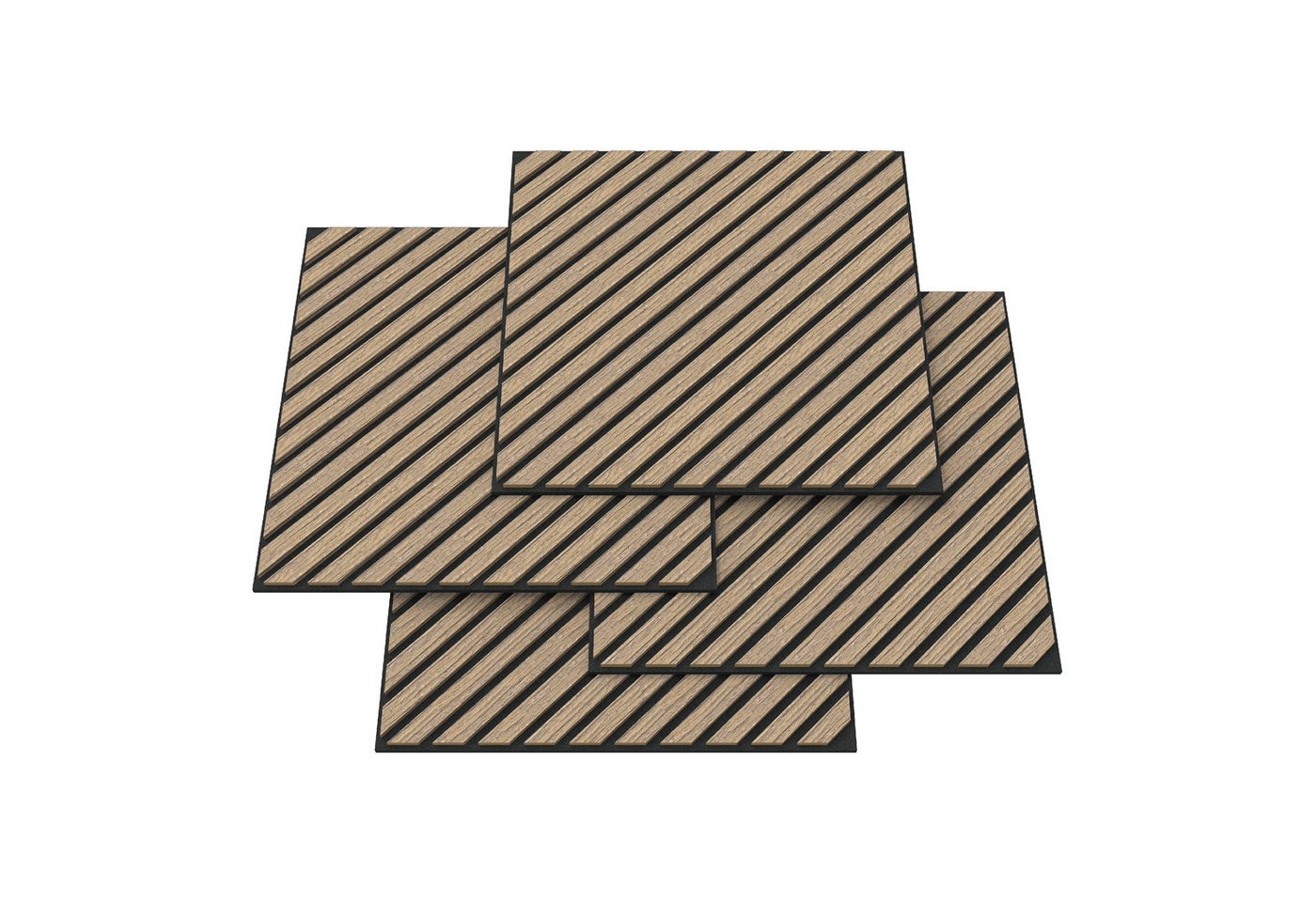 neu.holz 3D Wandpaneel, BxL: 60x60 cm, (Set, 4-tlg) »Vang« mit diagonalen Lamellen 60x60 cm Walnussoptik von neu.holz