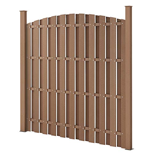 neu.holz WPC Gartenzaun mit Rundbogen 185x193cm Braun Sichtschutz Windschutz Lamellenzaun Zaun von neu.holz
