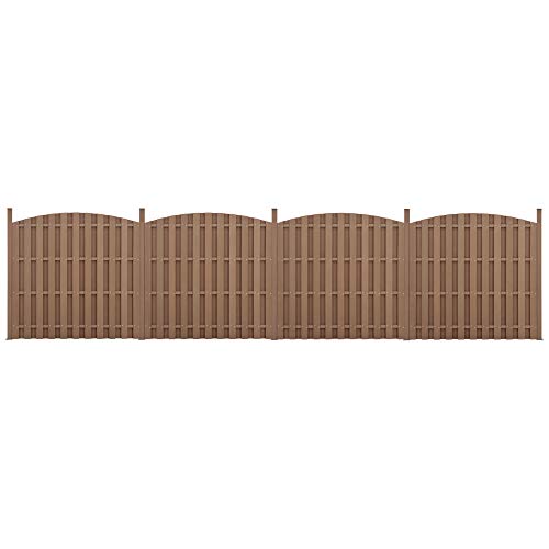 neu.holz WPC Gartenzaun mit Rundbogen und Pfosten 185x747cm Braun Sichtschutz Windschutz Lamellenzaun Zaun von neu.holz