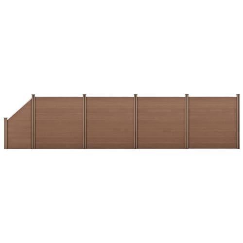 neu.holz WPC Gartenzaun mit abgeschrägtem Zaunelement 183x799cm Braun Sichtschutz Windschutz Lamellenzaun Zaun Schrägelement von neu.holz