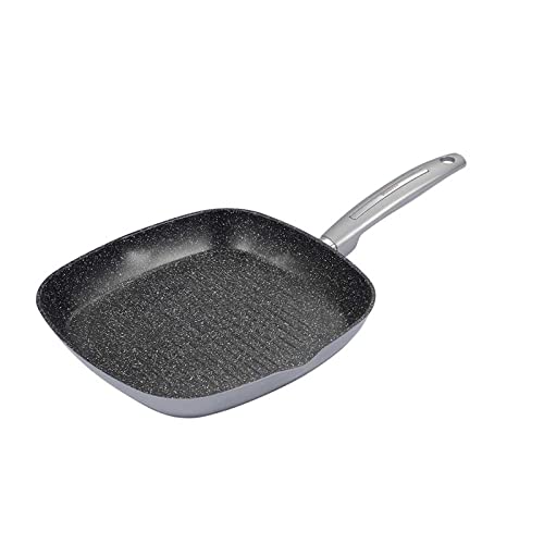 Grillpfanne 28 x 28 cm Metallic Silver Bratpfanne Steakpfanne Induktion neuetischkultur von neuetischkultur