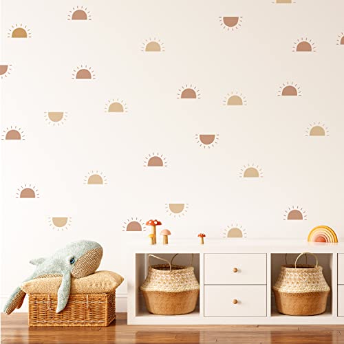 Neukids 48pcs Sonne Wandtattoo Kinder, Boho Halbe Sonne Wandsticker Kinderzimmer Babyzimmer, Wandaufkleber Wohnzimmer Schlafzimmer Flur Selbstklebend Deko Aufkleber von neukids