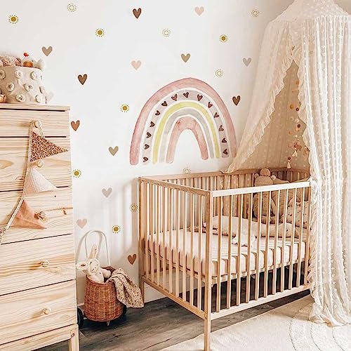 Neukids Regenbogen Wandtattoo Kinderzimmer Boho Wandsticker Regenbogen Sonne Herz Wandtattoo Mädchenzimmer Schlafzimmer Wohnzimmer Babyzimmer Korridore Wanddeko von neukids