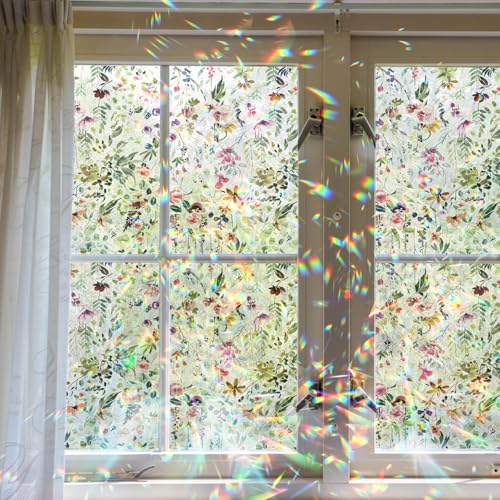 Neukids Fensterfolie - Selbstklebend Statische Folie, Regenbogen Folie Fenster Fensterfolie,Blickdicht Milchglasfolie Selbstklebend Fenster,Dekofolie für Wohnzimmer Küche Büro - Blumen,43x100 cm Neukids Fensterfolie - Selbstklebend Statische Folie, Regenbogen Folie Fenster Fensterfolie,Blickdicht Milchglasfolie Selbstklebend Fenster,Dekofolie für Wohnzimmer Küche Büro - Blumen,43x100 cm von neukids
