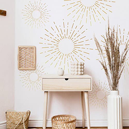 Neukids Groß Boho Sonne Wandtattoo Kinderzimmer Mädchen, Starburst Sonne Wandsticker Schlafzimmer Wohnzimmer Wandaufkleber, Babyzimmer Mädchenzimmer Klassenzimmer Wanddeko 3pcs 38x150cm von neukids