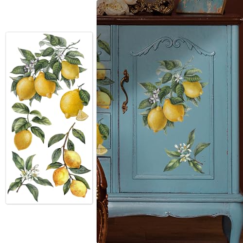 neukids Wandaufkleber Blume Transfer Aufkleber Zitrone, reiben auf Transfers für Kunsthandwerk, UV DTF Aufkleber für Schlafzimmer Wohnzimmer Bücherregal Tisch Kleiderschrank Schreibtischdekoration von neukids