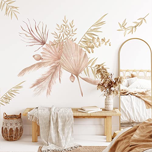 Neukids groß Boho Wandtattoo Aquarell Palme Blätter Wandsticker Wohnzimmer Schlafzimmer Selbstklebende Tropische Pflanzen Wandaufkleber wandtattoos & -bilder 3pcs 38x150cm von neukids