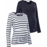 Neun Monate Umstandsshirt ", 2er Pack Shirts für Schwangerschaft und Stillzeit", (Packung, 2 tlg.), Langarm, figurbetont, unifarben oder geringelt von neun monate