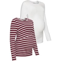 Neun Monate Umstandsshirt ", 2er Pack Shirts für Schwangerschaft und Stillzeit", (Packung, 2 tlg.), Langarm, figurbetont, unifarben oder geringelt von neun monate