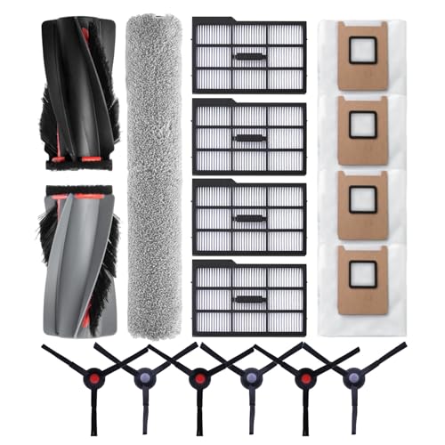 Neutop Ersatzteile kompatibel mit Eufy E25 E28 Omni Roboter-Staubsaugerzubehör mit 1 Hauptbürste, 4 HEPA-Filter, 6 Seitenbürsten, 1 Rollmopp, 4 Staubbeutel von neutop