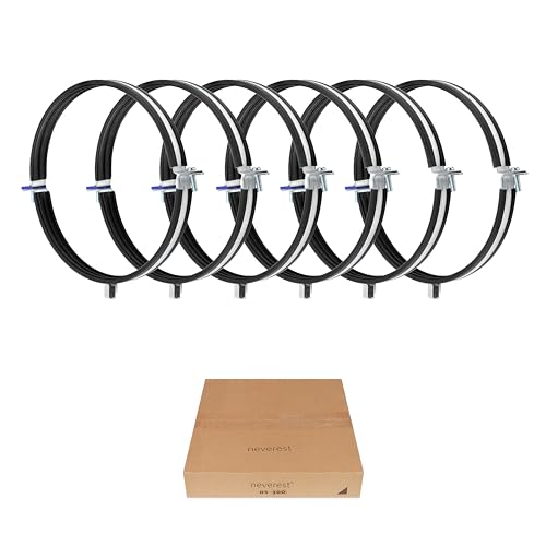 neverest® RS Rohrschellen 200mm 6 Stk. Fallrohrschelle Stahl Verzinkt mit Gummidichtung Anschluss-Kombigewinde M8/10 von neverest