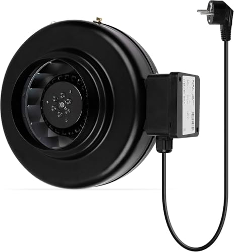 neverest® RV-B Rohrventilator 100mm Profi Ventilator Robust Leistungsstark Radiallüfter 230V/220V mit Stecker 350 m³/h, 60W, 47dB Material Metall von neverest