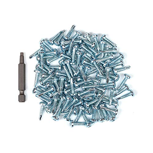 neverest® Bohrschrauben 4 Kant 100 Stk Selbstschneidende Schrauben Inklusive Magnet Bit Bohrschrauben für Stahl, Blech, Holz/Industriequalität, Wetterbeständig von neverest