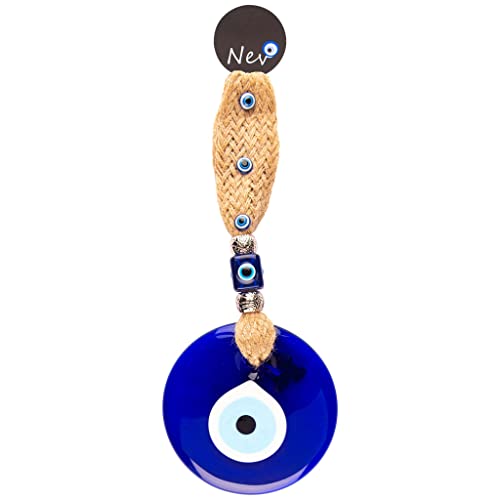 nevfactory Nev Nazar Boncuk Evil Eye Wanddeko - Handgefertigter Glücksbringer Leinen mit Türkischem Auge aus Glas von nevfactory