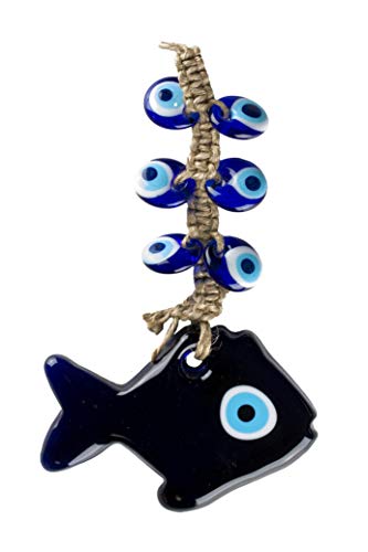 nevfactory Nev Nazar Boncuk Evil Eye Wanddeko - Handgefertigter Glücksbringer Fisch mit Türkischem Auge aus Glas von nevfactory