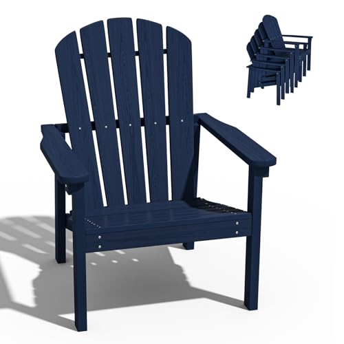 nevilywood Adirondack Stapelstuhl, HDPE Outdoor-Terrassenstuhl, langlebig und platzsparend, geeignet für Veranden, Rasen oder Garten, Marineblau von nevilywood