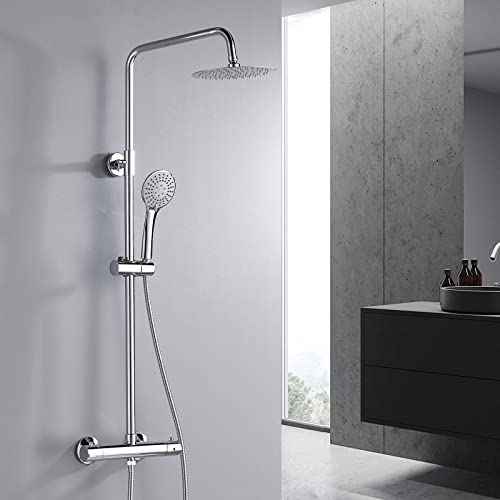 NewEast Thermostat Duschsystem Chrom Thermostat Duscharmatur Set mit Überkopf-Regendusche und Handbrause Duschset NewEast Thermostat Duschsystem Chrom Thermostat Duscharmatur Set mit Überkopf-Regendusche und Handbrause Duschset von neweast