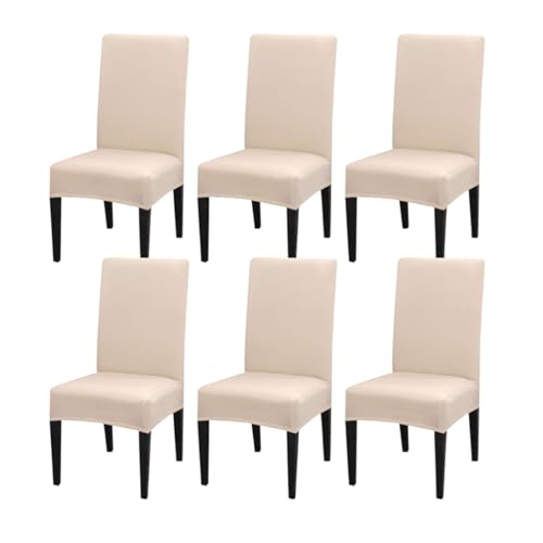 Stuhlhussen 6er Set,Stretch Stuhlhussen für Esszimmerstühle,Abnehmbarer Waschbarer Stühle Schutz Dekoration Stuhlbezug,für Hotel Zeremonie Bankett Küche Restaurant Haus Hochzeit Party (Beige) von newgulzar