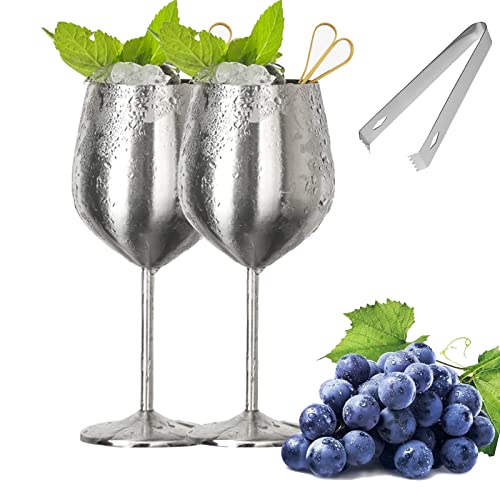 newgulzar Weingläser aus Edelstahl,2er Set Weinglas 500ml Edelstahl Rotweingläser,Weingläser Edelstahl Bruchsichere Weingläser,Metall Weinglas Rotwein Kelch,für Champagner und Cocktails (Silber) von newgulzar