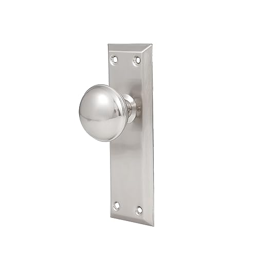 newliplace 2 Stück Vintage einseitige Dummy-Türknäufe innen, antikes langes Schild, Dummy-Türknäufe in gebürstetem Nickel von newliplace