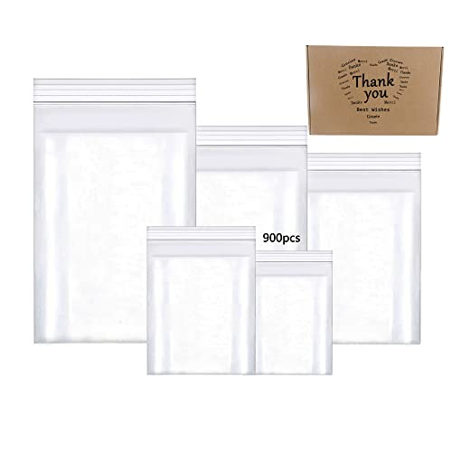 newlng 900pcs Druckverschlussbeutel Klein Zipper Beutel Set Wiederverschliessbar Wasserdichter Plastikbeutel Verschließbar Tütchen Polybeutel mit Druckverschluß 5 Größen kleine Taschen Kunststoff von newlng