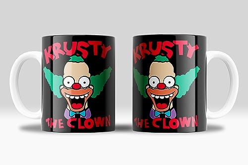 Krusty der Clown Tasse - Krusty The Clown - Für Fans der Simsons-Serie | Keramik 355ml (Krusty der Clown (schwarzer Hintergrund)) von newseny