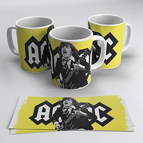 newseny ACDC Tasse für Rockmusik-Fans, Kollektion Tasse Rock-Gruppe, AC/DC, Keramik, 350 ml (ACDC Gelb) von newseny