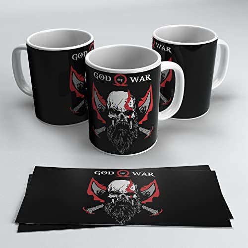 newseny God Of War - Tasse mit Zeichnung von God of War aus Keramik, 330 ml, Geschenk für Gamer (God Of War - Schwarz) von newseny