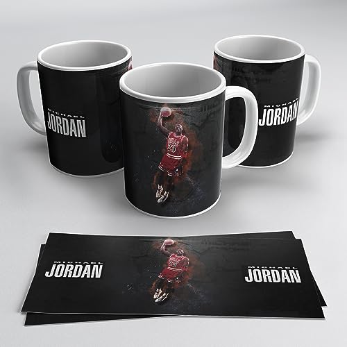 newseny NBA Tasse von Michael Jordan Collection in schwarz-weiß mit Rottönen - Geschenk für M.Jordan NBA Fans | Keramik 355 ml (M.Jordan NBA) von newseny