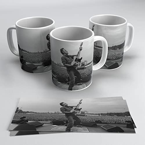 newseny Tasse U2 Bruce Springsteen Konzerte, Tasse mit Musikgruppe, Geschenk, Fassungsvermögen 350 ml (BruceGitarre, schwarz-weiß) von newseny