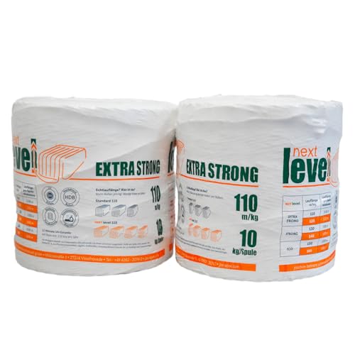 next level Bindegarn – 110 m/kg | 2 × 10 kg – Pressengarn für Quaderballen | 10% mehr Lauflänge pro Spule | Reißfest & maschinenschonend | 12 Monate UV-stabil | Wetterfest von next level