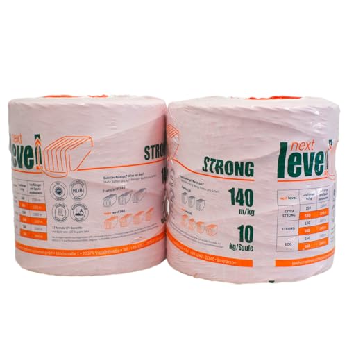next level Bindegarn – 140 m/kg | 2 × 10 kg – Pressengarn für Quaderballen | 10% mehr Lauflänge pro Spule | Reißfest & maschinenschonend | 12 Monate UV-stabil | Wetterfest von next level