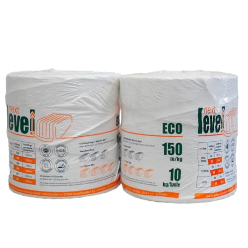 next level Bindegarn – 150 m/kg | 2 × 10 kg – Pressengarn für Quaderballen | 10% mehr Lauflänge pro Spule | Reißfest & maschinenschonend | 12 Monate UV-stabil | Wetterfest von next level