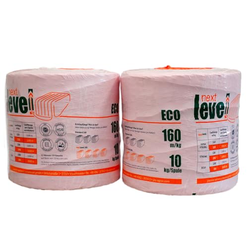 next level Bindegarn – 160 m/kg | 2 × 10 kg – Pressengarn für Quaderballen | 10% mehr Lauflänge pro Spule | Reißfest & maschinenschonend | 12 Monate UV-stabil | Wetterfest von next level