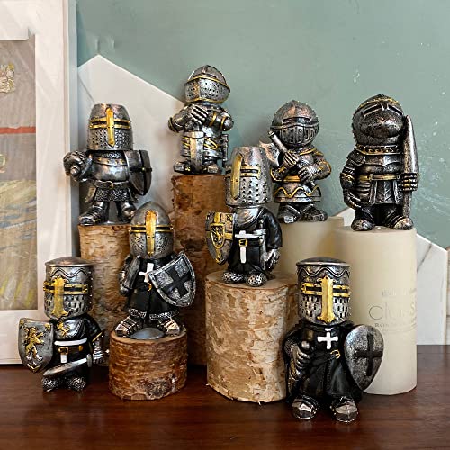 nezababy 8 Stück Ritter Garten Zwerge Dekorationen Lustige Mittelalter Krieg Skulptur Armeewächter Statue Outdoor Hof Rasen Dekor Harz (8 Stück) von nezababy