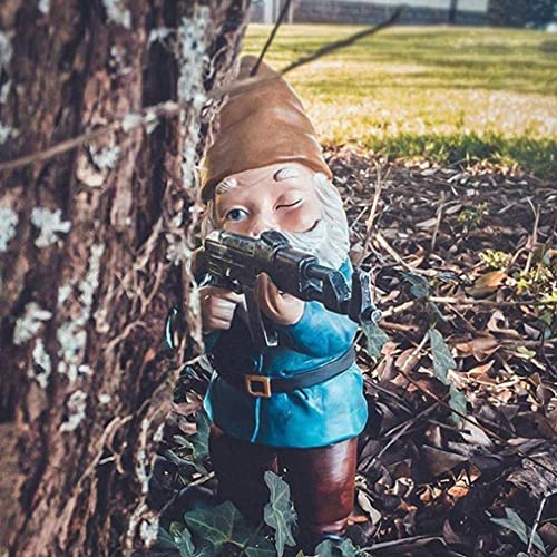 nezababy Militärische Gartenzwerge mit Waffen, lustige Armee-Zwerge, Outdoor-Statuen, freche Desktop-Innen- und Außenbereich, Rasen-Hof-Dekorationen (E) von nezababy