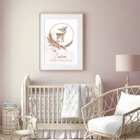 Bambi Im Boho-Kranz // Kinderzimmer-Poster Mit Namen Und Geburtsdaten Versch. Formate von ngmSTYLE