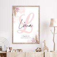 Buchstabenposter Im Boho-style/Kinderzimmerbild Mit Namen Und Geburtsdaten von ngmSTYLE